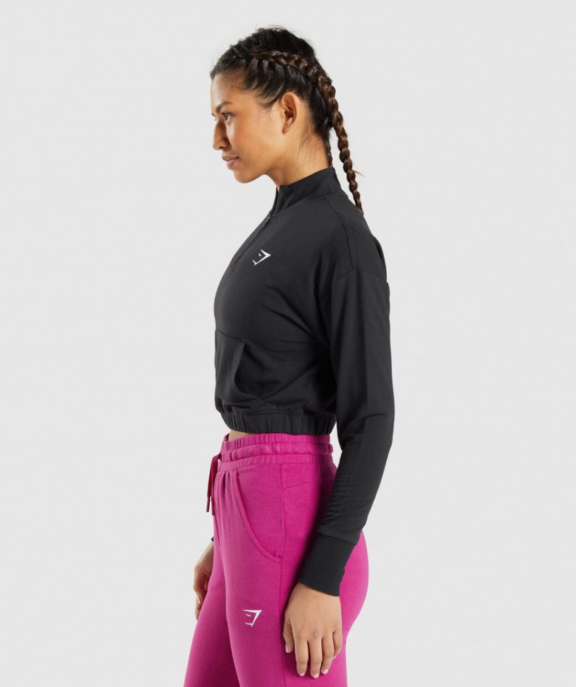 Bluzy Gymshark Treningowe Pippa Damskie Czarne | PL 802BNT